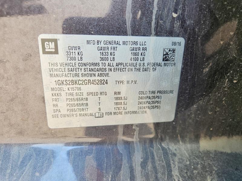 2016 Gmc Yukon მანქანა იყიდება აუქციონზე, vin: 1GKS2BKC2GR452824, აუქციონის ნომერი: 47952306