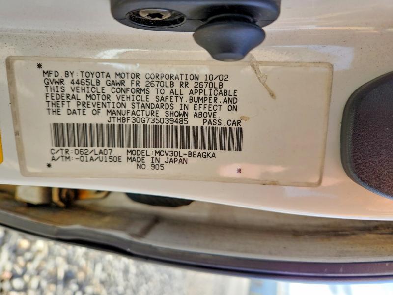 Продажа на аукционе авто 2003 Lexus Es 300, vin: JTHBF30G735039485, номер лота: 77303525