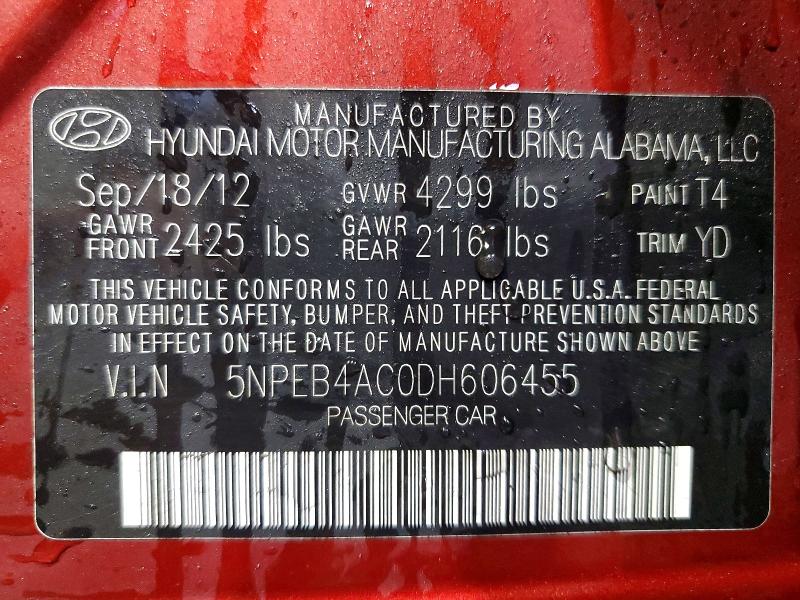 Продаж на аукціоні авто 2013 Hyundai Sonata, vin: 5NPEB4AC0DH606455, номер лоту: 79743755