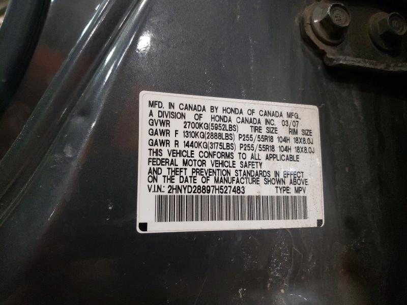 Продаж на аукціоні авто 2007 Acura Mdx, vin: 2HNYD28897H527483, номер лоту: 47941056