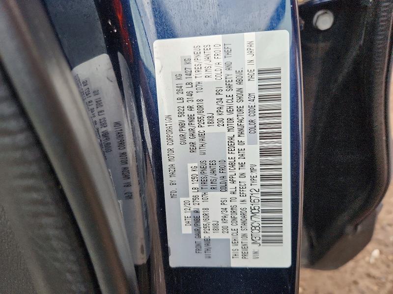 Aukcja sprzedaży 2021 Mazda Cx-9, vin: JM3TCBCY7M0516712, numer aukcji: 46456046