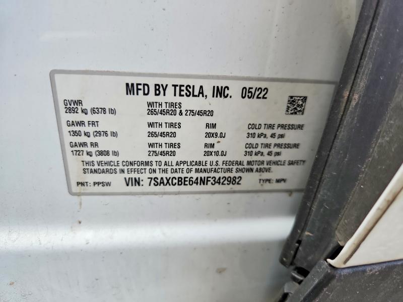 Продажа на аукционе авто 2022 Tesla Model X, vin: 7SAXCBE64NF342982, номер лота: 95777535