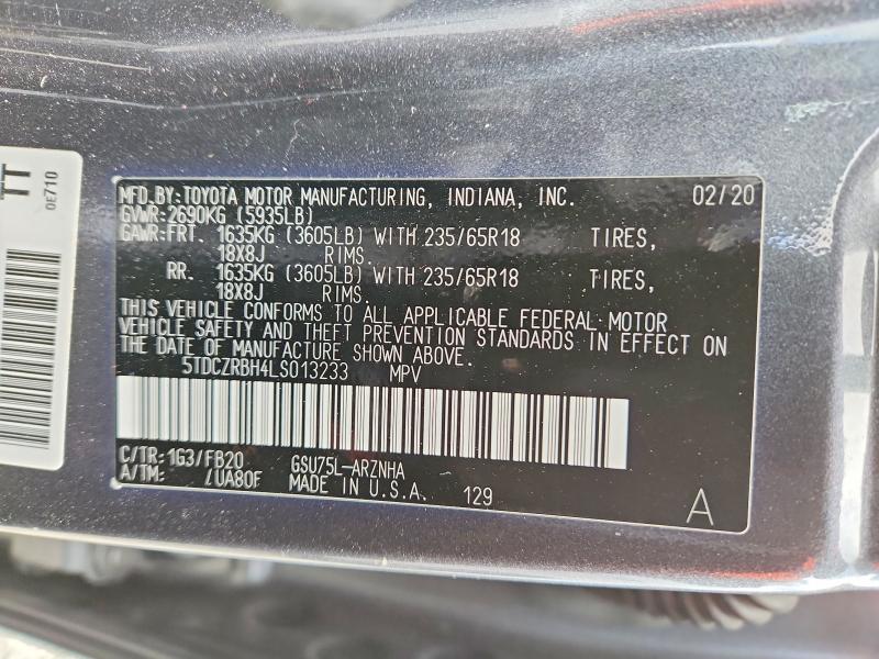 Aukcja sprzedaży 2020 Toyota Highlander, vin: 5TDCZRBH4LS013233, numer aukcji: 46378826