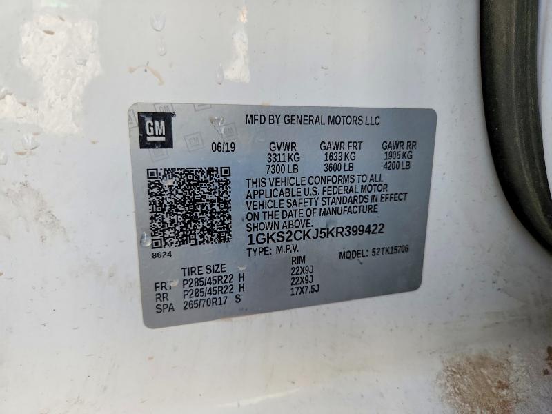 Продаж на аукціоні авто 2019 Gmc Yukon, vin: 1GKS2CKJ5KR399422, номер лоту: 77976275