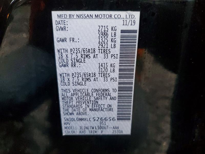 79181875 :رقم المزاد ، 5N1DL0MMXLC526656 vin ، 2020 Infiniti Qx60 مزاد بيع