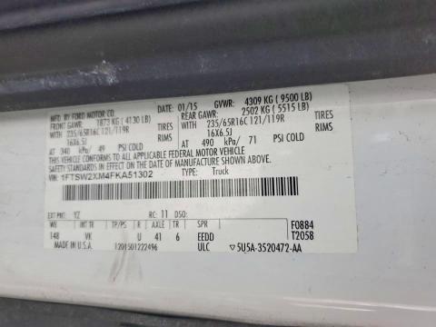 51211756 :رقم المزاد ، 1FTSW2XM4FKA51302 vin ، 2015 Ford Trans 350 مزاد بيع