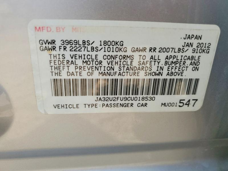 Продаж на аукціоні авто 2012 Mitsubishi Lancer, vin: JA32U2FU9CU018530, номер лоту: 79224015