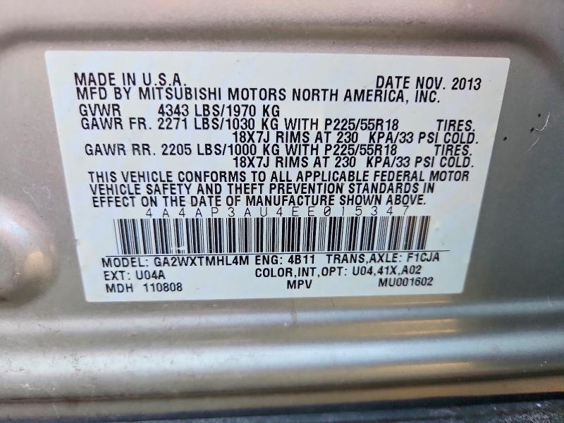 Продаж на аукціоні авто 2014 Mitsubishi Outlander Sport, vin: 4A4AP3AU4EE015347, номер лоту: 46864696
