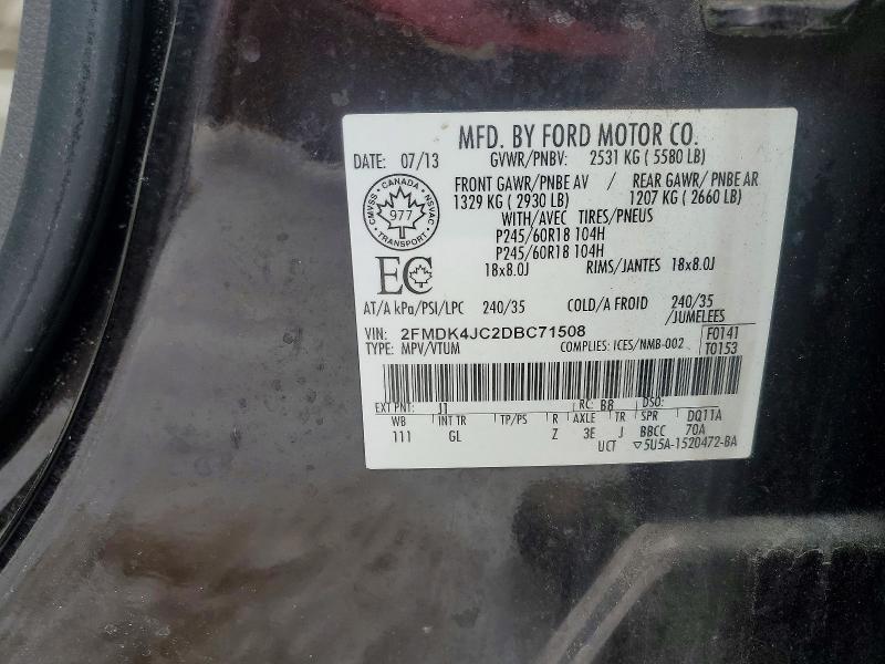 Aukcja sprzedaży 2013 Ford Edge, vin: 2FMDK4JC2DBC71508, numer aukcji: 78815015