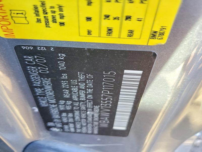 Aukcja sprzedaży 2007 Bmw 328, vin: WBAWV13557P117015, numer aukcji: 46205306