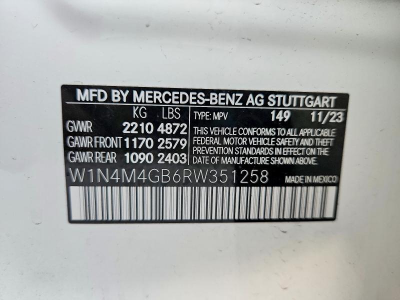 Продаж на аукціоні авто 2024 Mercedes-benz Glb, vin: W1N4M4GB6RW351258, номер лоту: 45912966