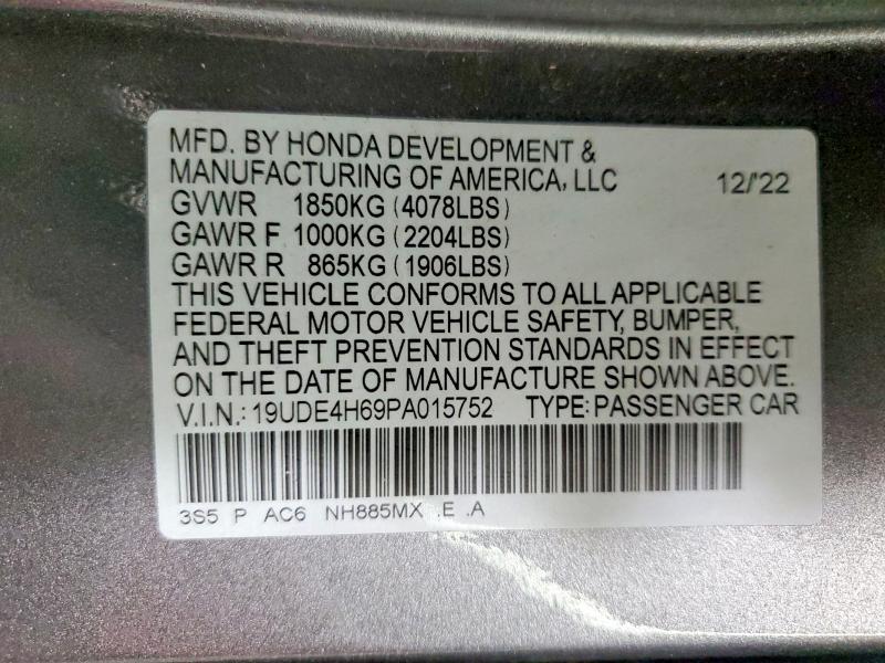 Продаж на аукціоні авто 2023 Acura Integra, vin: 19UDE4H69PA015752, номер лоту: 47198736