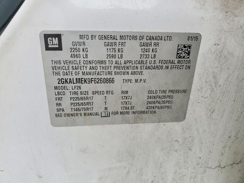 Aukcja sprzedaży 2015 Gmc Terrain, vin: 2GKALMEK9F6260866, numer aukcji: 47780946