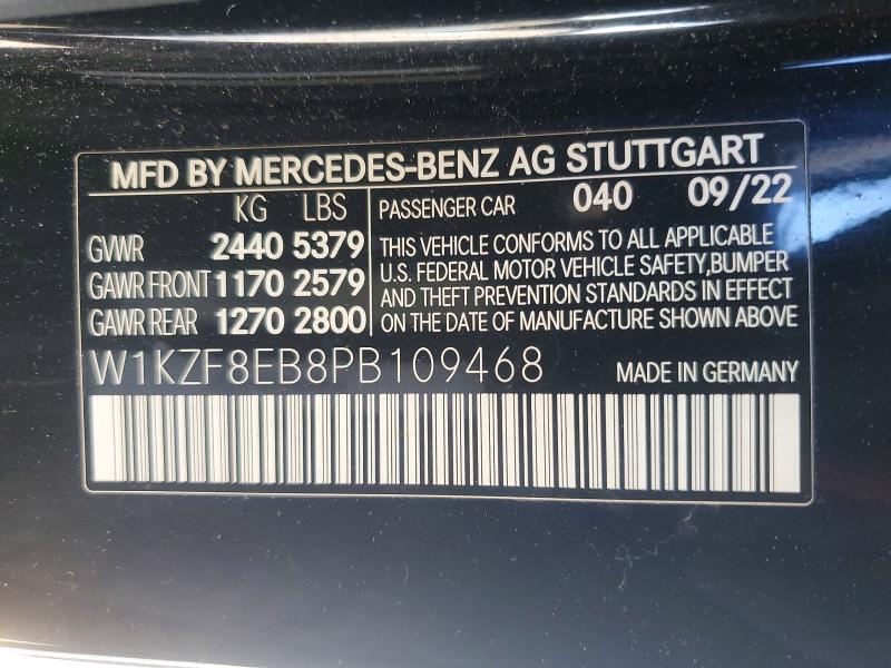 Aukcja sprzedaży 2023 Mercedes-benz E, vin: W1KZF8EB8PB109468, numer aukcji: 45504106