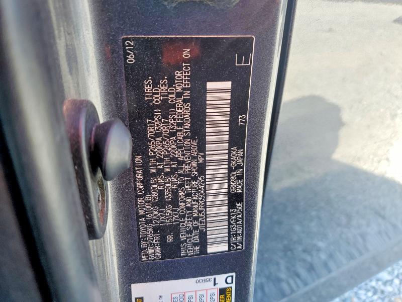 Aukcja sprzedaży 2012 Toyota 4runner, vin: JTEZU5JR9C5044295, numer aukcji: 45549636