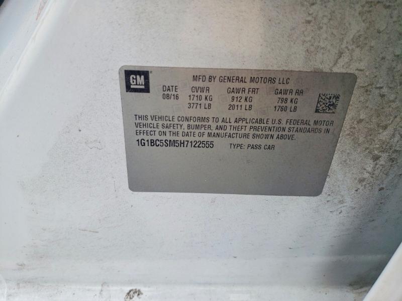 Продаж на аукціоні авто 2017 Chevrolet Cruze, vin: 1G1BC5SM5H7122555, номер лоту: 47580366