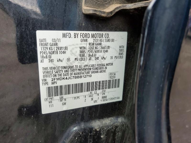 Продаж на аукціоні авто 2011 Ford Edge Sel Awd, vin: 2FMDK4JC7BBB12710, номер лоту: 47478066