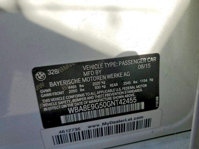 41811616 :رقم المزاد ، WBA8E9G50GNT42455 vin ، 2016 Bmw 328 مزاد بيع