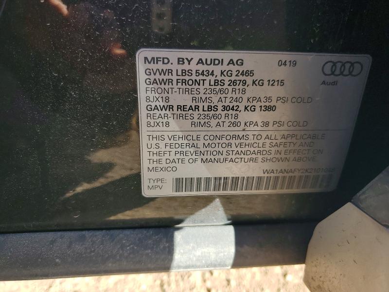 Aukcja sprzedaży 2019 Audi Q5, vin: WA1ANAFY2K2101048, numer aukcji: 79988845