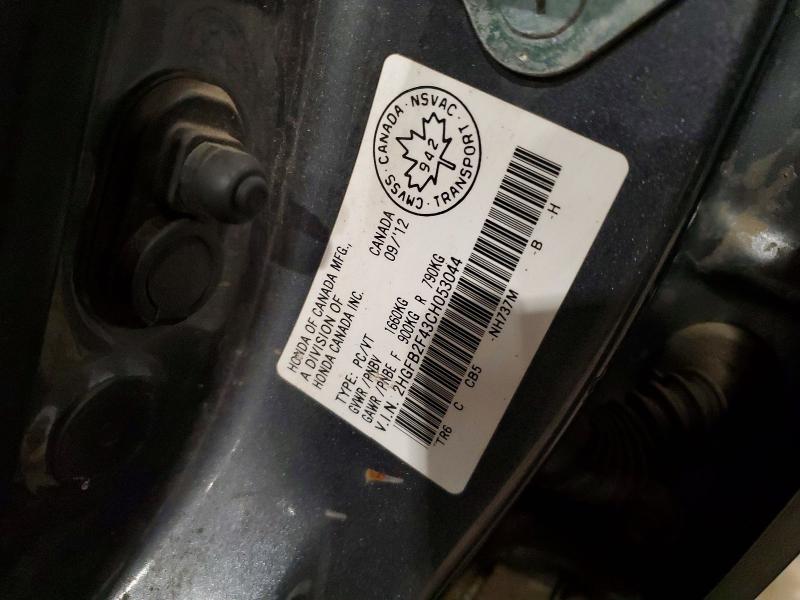 Продажа на аукционе авто 2012 Honda Civic Lx 4dr, vin: 2HGFB2F43CH053044, номер лота: 45819956