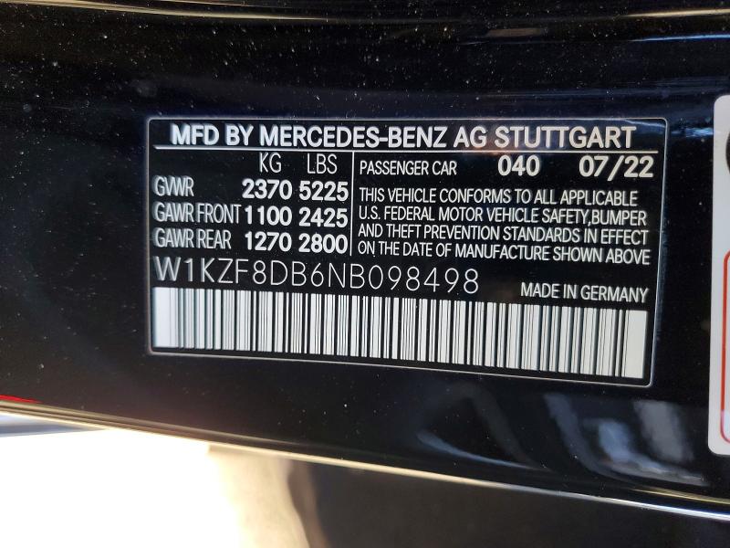 Продаж на аукціоні авто 2022 Mercedes-benz E, vin: W1KZF8DB6NB098498, номер лоту: 41811136