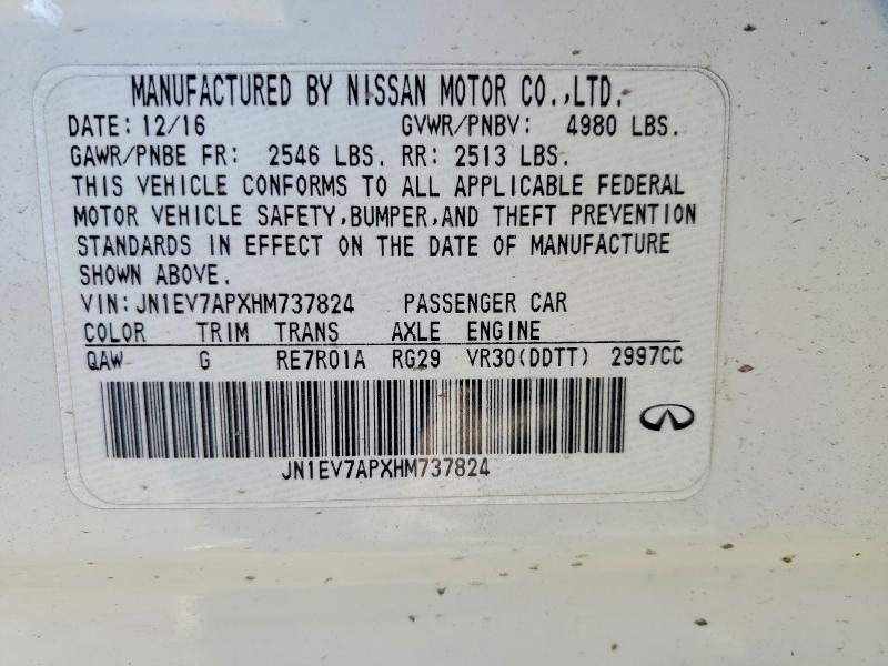 Aukcja sprzedaży 2017 Infiniti Q50, vin: JN1EV7APXHM737824, numer aukcji: 46520316