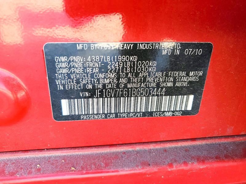 45772906 :رقم المزاد ، JF1GV7F61BG503444 vin ، 2011 Subaru Impreza مزاد بيع