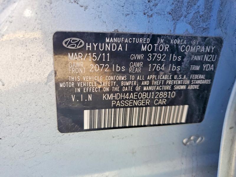 Продаж на аукціоні авто 2011 Hyundai Elentra, vin: KMHDH4AE0BU128810, номер лоту: 41892526