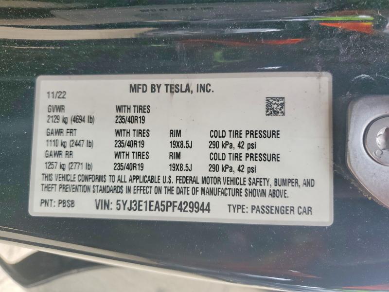 Aukcja sprzedaży 2023 Tesla Model 3, vin: 5YJ3E1EA5PF429944, numer aukcji: 47642966