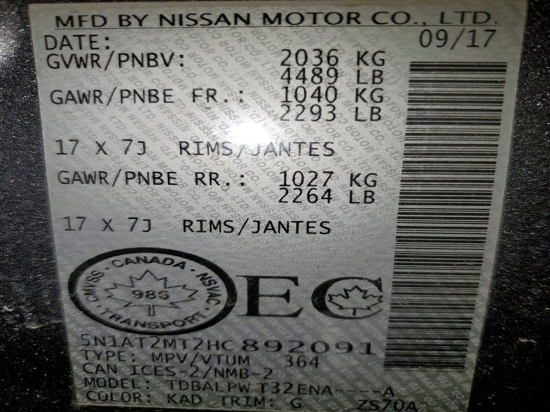 45574906 :رقم المزاد ، 5N1AT2MT2HC892091 vin ، 2017 Nissan Rogue مزاد بيع
