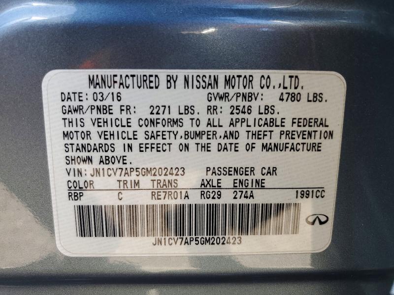 Aukcja sprzedaży 2016 Infiniti Q50, vin: JN1CV7AP5GM202423, numer aukcji: 79815235