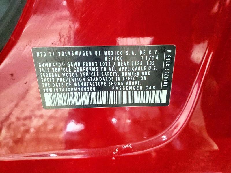 Aukcja sprzedaży 2017 Volkswagen Jetta, vin: 3VW167AJXHM288988, numer aukcji: 46358406