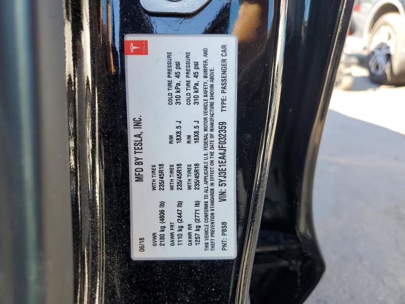 Aukcja sprzedaży 2018 Tesla Model 3, vin: 5YJ3E1EA4JF032359, numer aukcji: 46863646