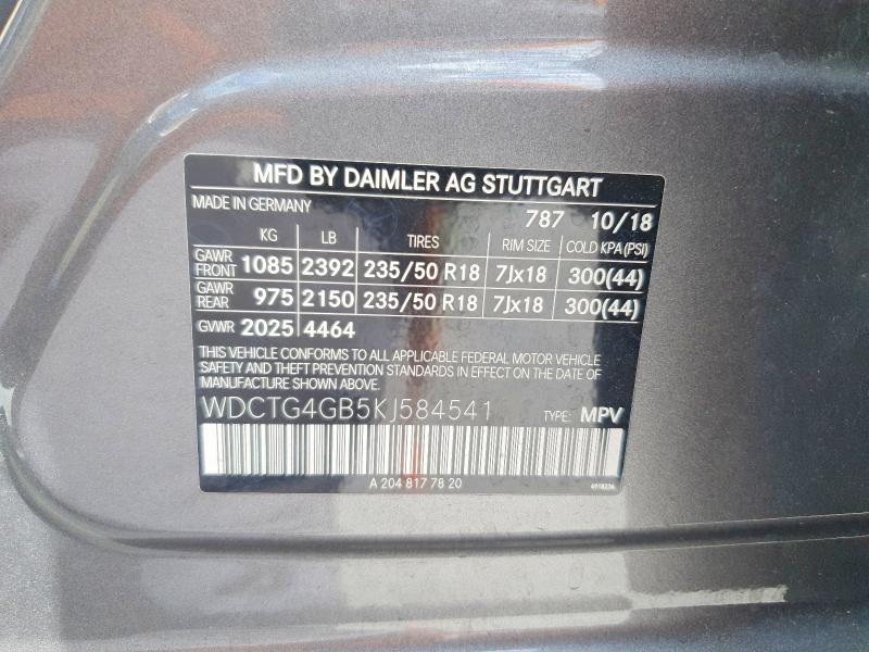 Продажа на аукционе авто 2019 Mercedes-benz Gla, vin: WDCTG4GB5KJ584541, номер лота: 41831096