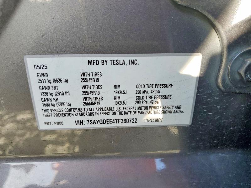 Aukcja sprzedaży 2026 Tesla Model Y, vin: 7SAYGDEE4TF360732, numer aukcji: 41991376