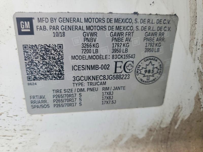 48387006 :رقم المزاد ، 3GCUKNEC8JG588223 vin ، 2018 Chevrolet Silverado مزاد بيع