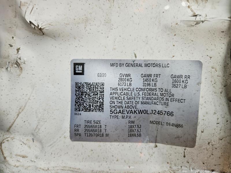 Aukcja sprzedaży 2020 Buick Enclave, vin: 5GAEVAKW0LJ245766, numer aukcji: 79846515