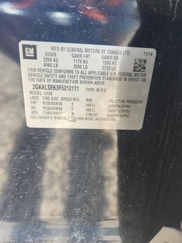 Aukcja sprzedaży 2015 Gmc Terrain, vin: 2GKALSEK3F6212171, numer aukcji: 47611606