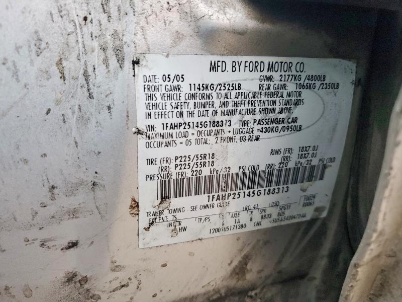 41826116 :رقم المزاد ، 1FAHP25145G188313 vin ، 2005 Ford Five Hundred مزاد بيع
