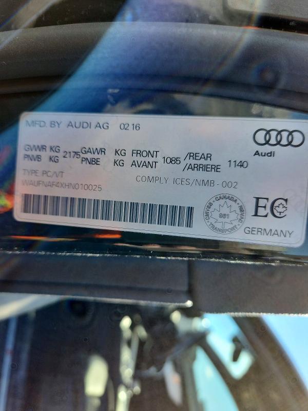 Продажа на аукционе авто 2017 Audi A4, vin: WAUFNAF4XHN010025, номер лота: 41835316