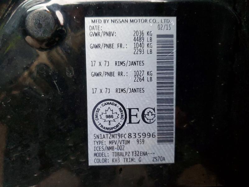 Aukcja sprzedaży 2015 Nissan Rogue, vin: 5N1AT2MT9FC835996, numer aukcji: 47593606