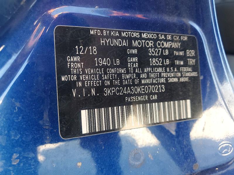 2019 Hyundai Accent მანქანა იყიდება აუქციონზე, vin: 3KPC24A30KE070213, აუქციონის ნომერი: 46892056
