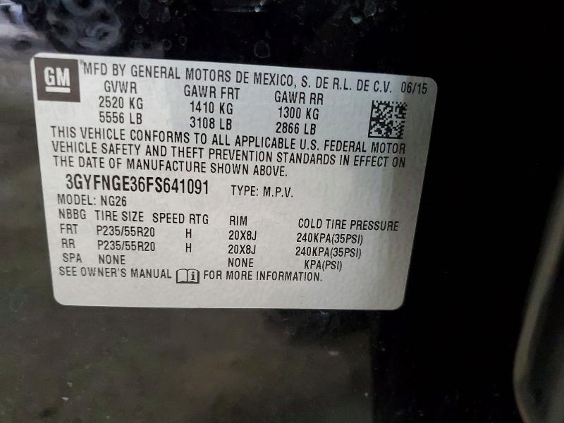 48315606 :رقم المزاد ، 3GYFNGE36FS641091 vin ، 2015 Cadillac Srx مزاد بيع