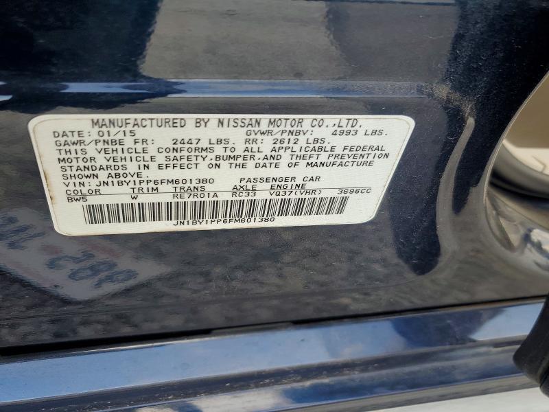 46306576 :رقم المزاد ، JN1BY1PP6FM601380 vin ، 2015 Infiniti Q70l مزاد بيع