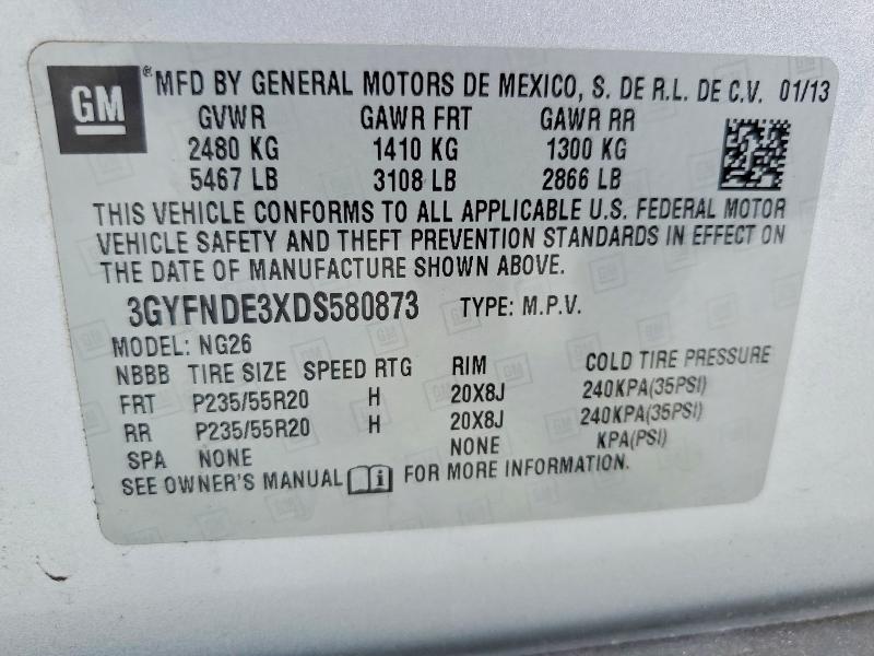 79260845 :رقم المزاد ، 3GYFNDE3XDS580873 vin ، 2013 Cadillac Srx مزاد بيع
