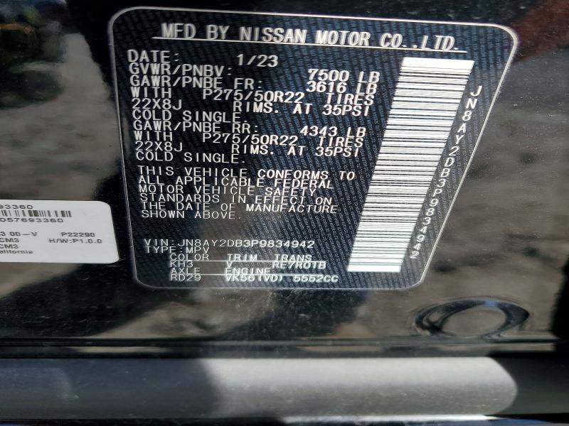 Продаж на аукціоні авто 2023 Nissan Armada, vin: JN8AY2DB3P9834942, номер лоту: 45691316