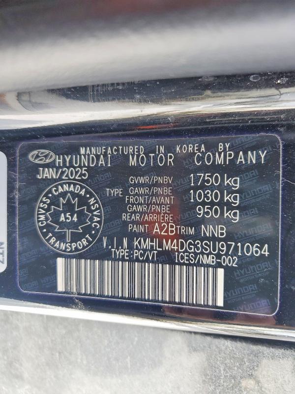 47889336 :رقم المزاد ، KMHLM4DG3SU971064 vin ، 2025 Hyundai Elantra مزاد بيع