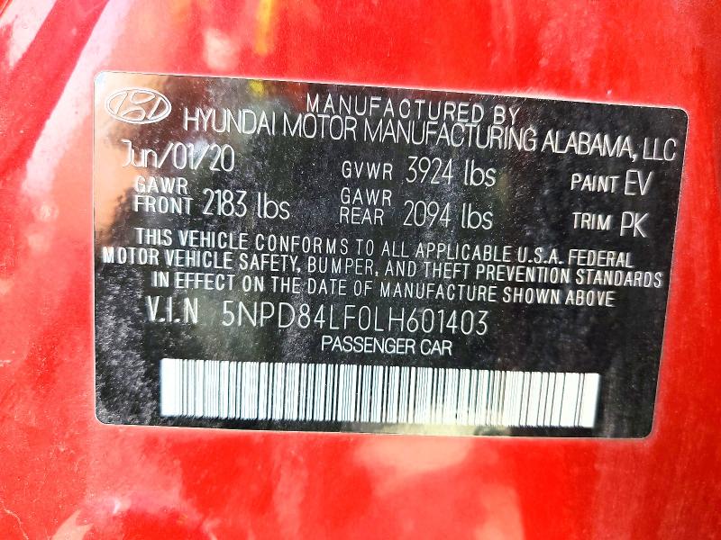 Продаж на аукціоні авто 2020 Hyundai Elantra, vin: 5NPD84LF0LH601403, номер лоту: 47572276