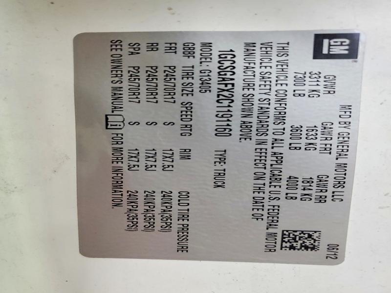 Aukcja sprzedaży 2012 Chev Express G1500, vin: 1GCSGAFX2C1191160, numer aukcji: 52254646