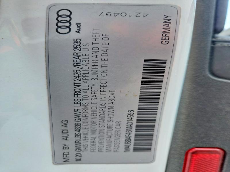 Aukcja sprzedaży 2021 Audi A4, vin: WAUBBAF46MA014596, numer aukcji: 79646575
